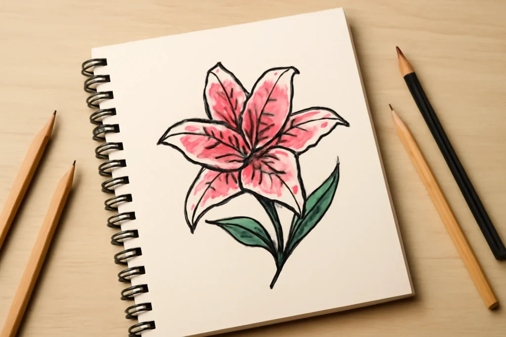 “Stargazer lily tattoo design symbolizing resilience, passion, and transformation.”